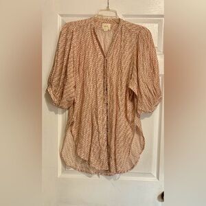 Maeve Pink and Beige Button Down Shirt